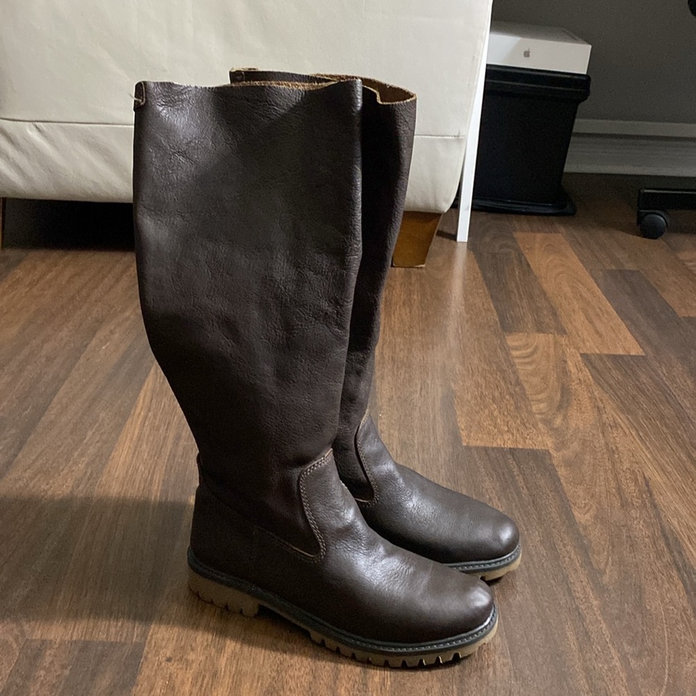 Roots Riding Brown Leather High Boots Size 38 - Picture 14 of 16